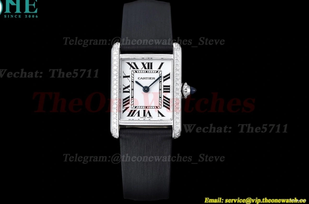 On Small Diamond Tank Bezel Quartz Must Strap Satin Black K11F 0419